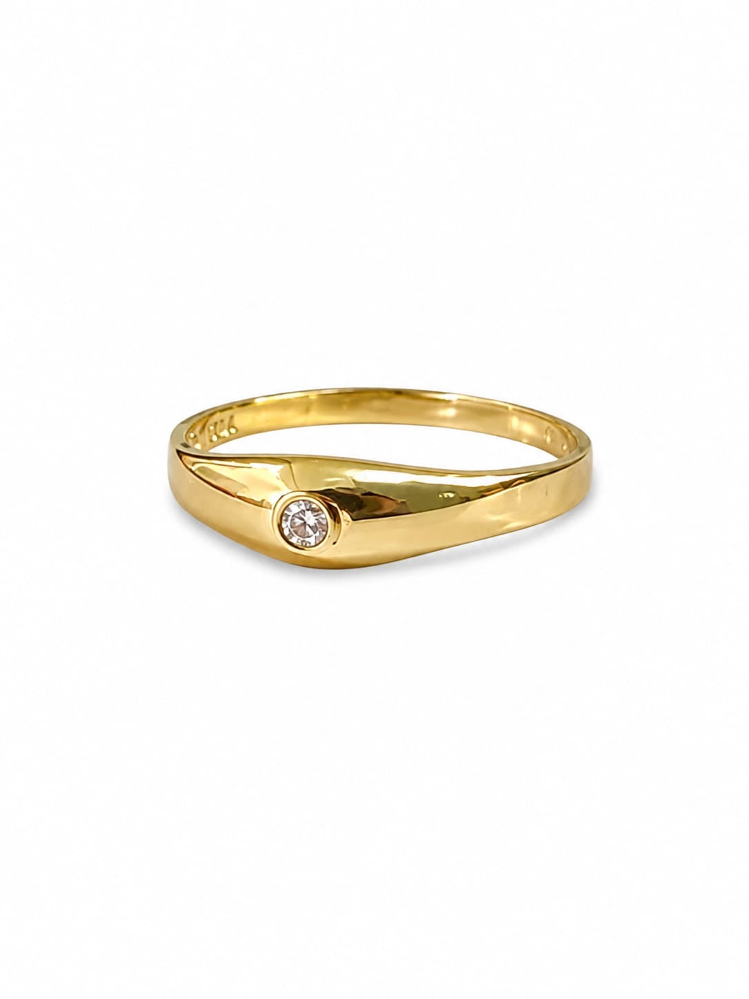 Anillo pinky ring con circonia blanca Oro 10k
