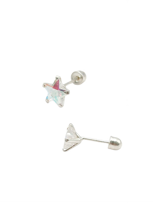 Par broquel estrella tornasol grande Plata 925