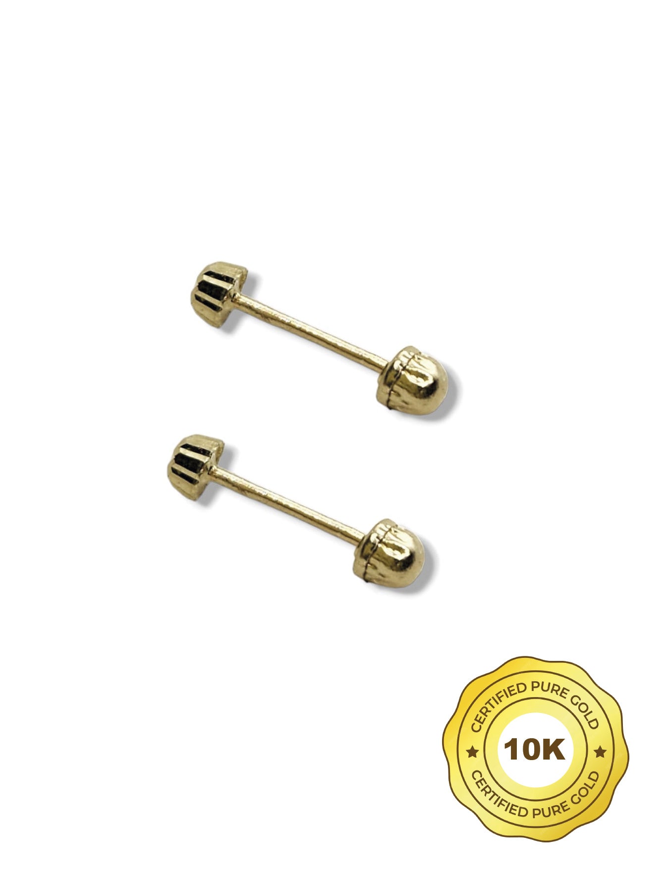 Par de Broquel Hongo facetado básico oro 10k dorado