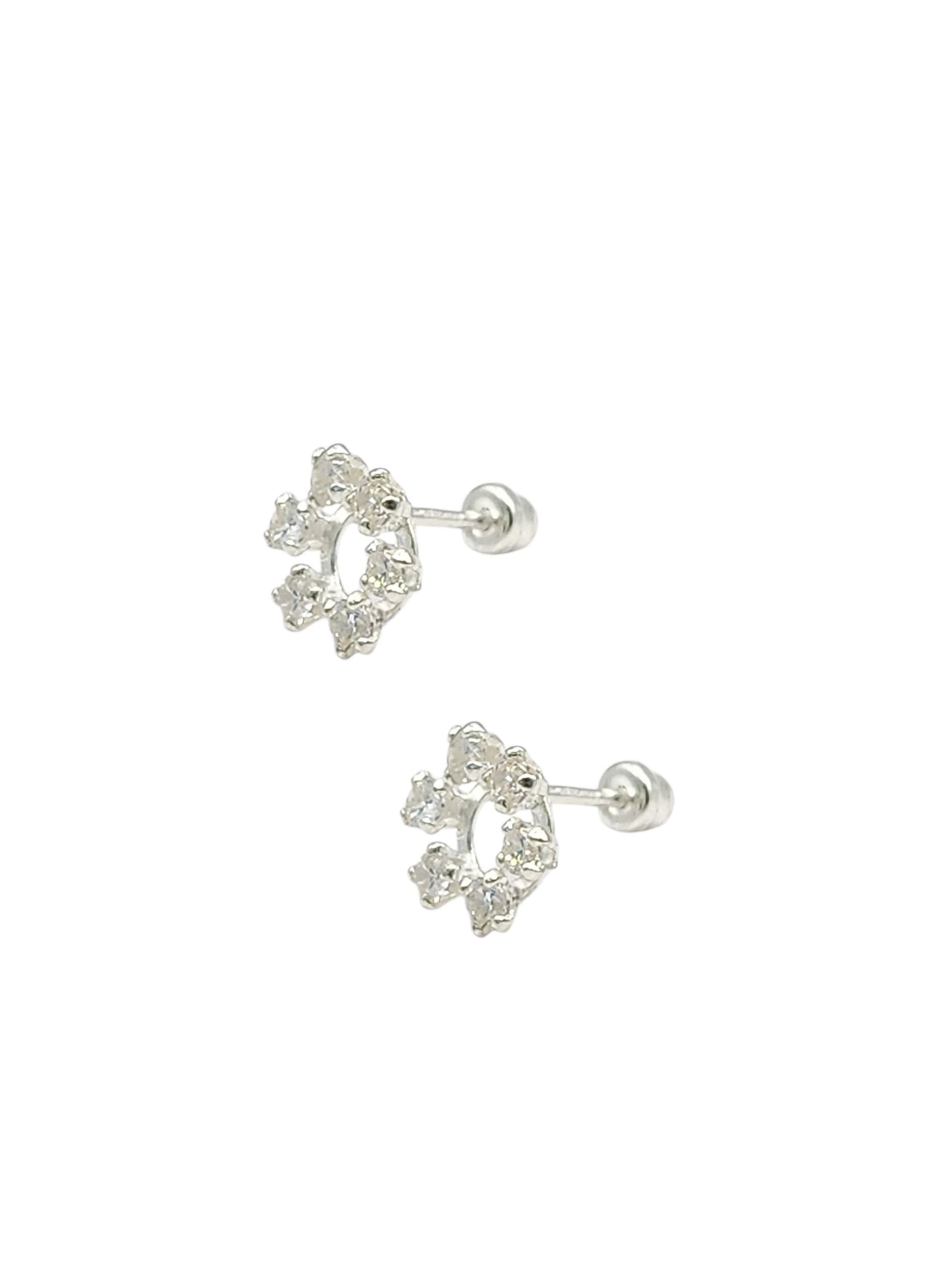 Par broquel roseta blanca Plata 925