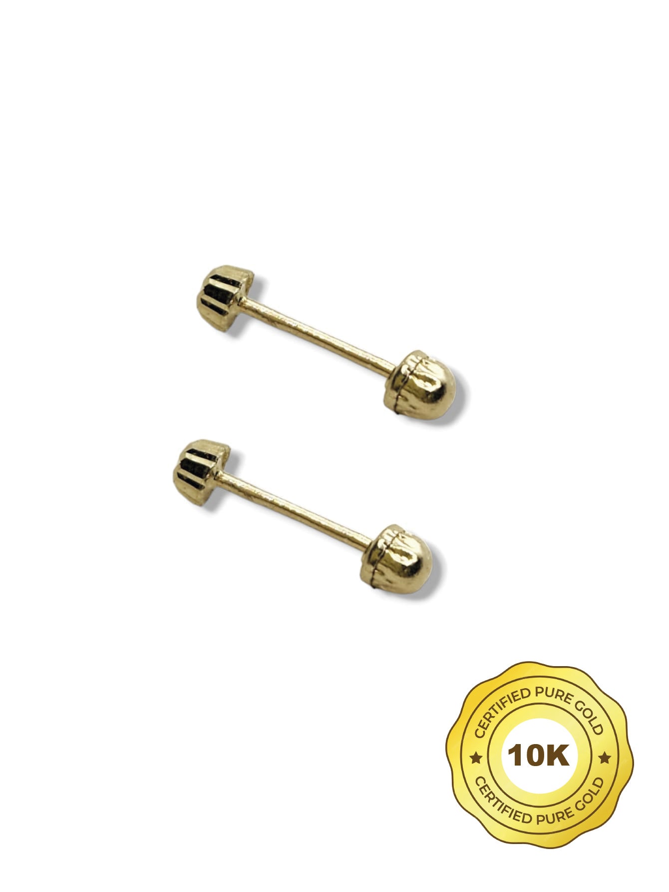 Par de Broquel Hongo facetado básico oro 10k dorado