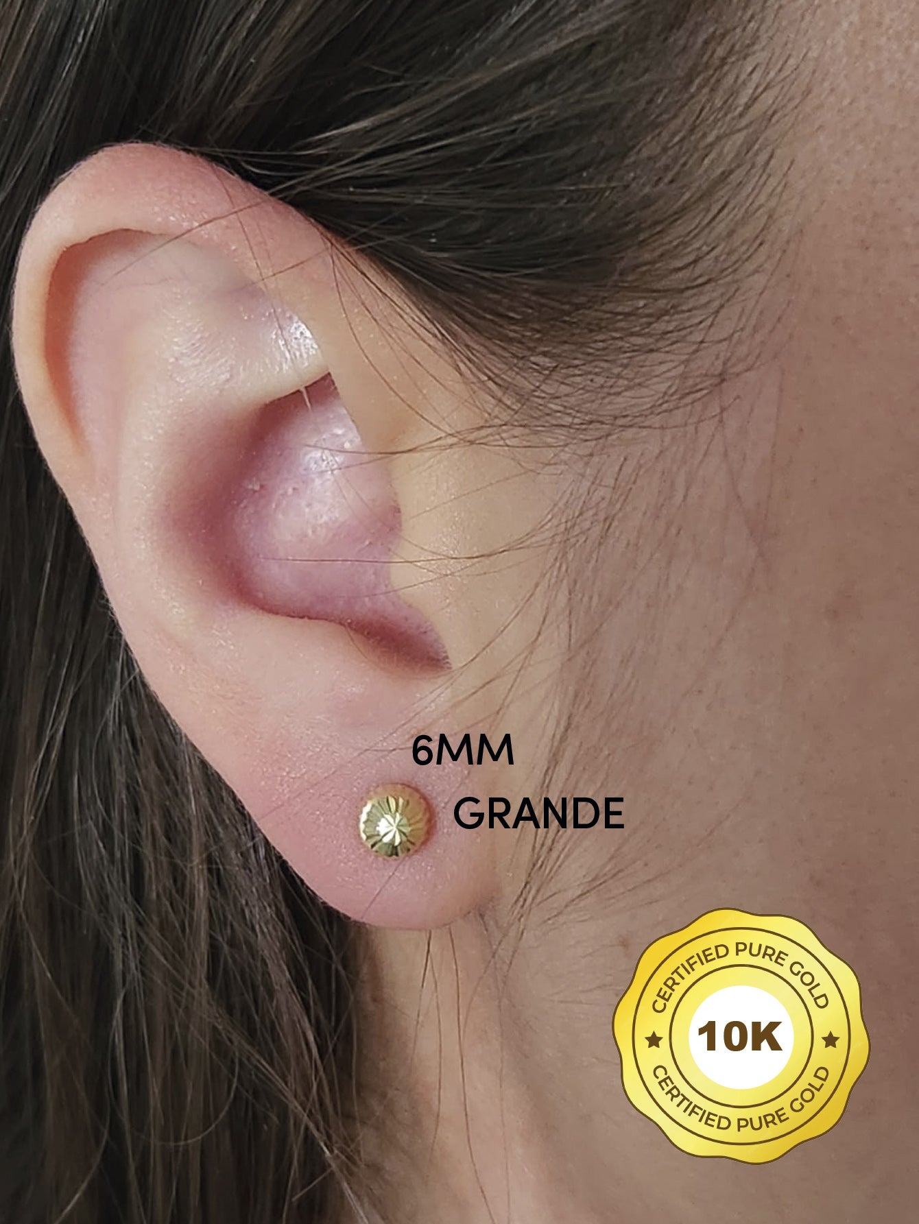Par de Broquel Hongo facetado básico oro 10k dorado