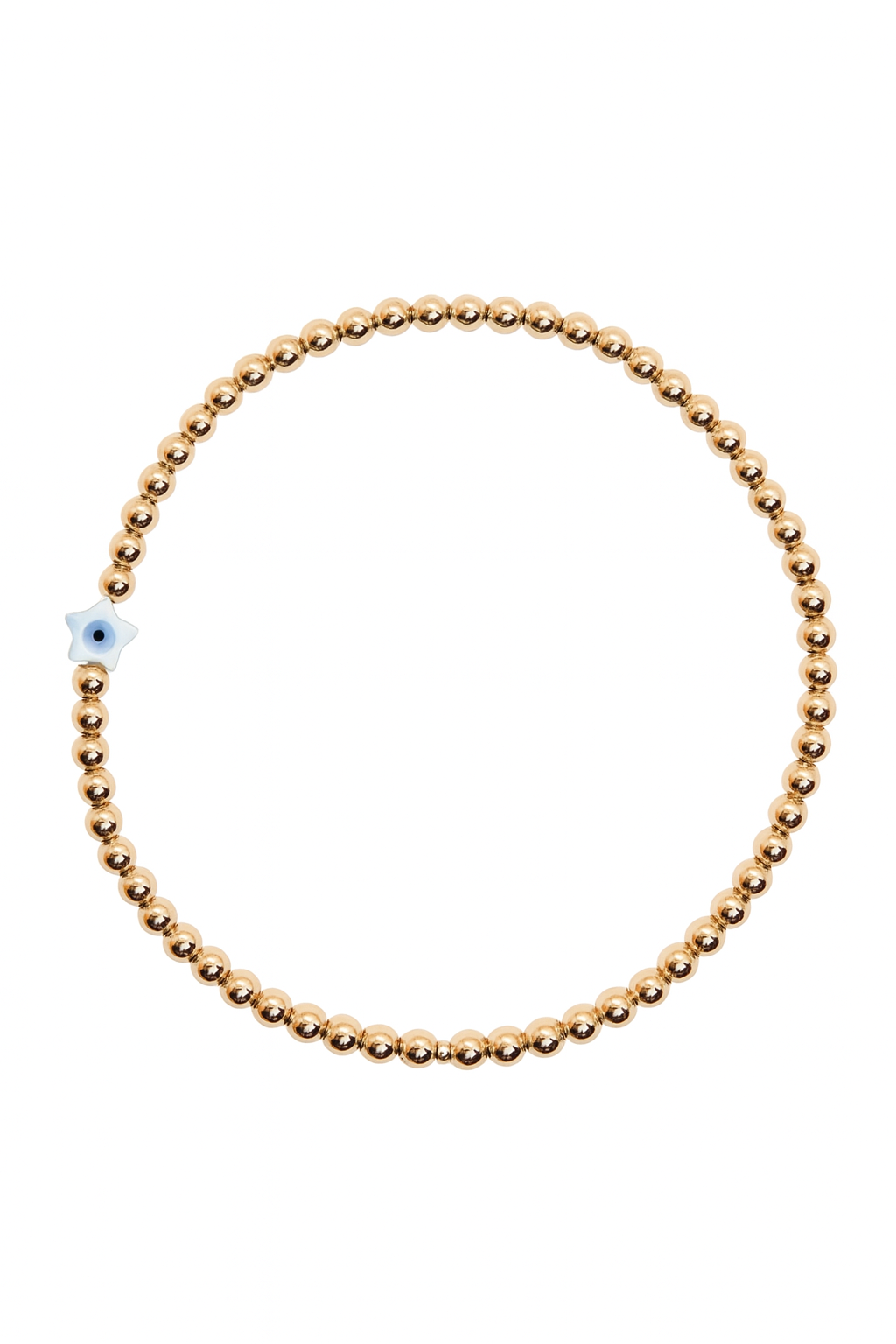 Pulsera ojito turco madre perla estrella bola BIMETAL 3mm (PLATA Y ORO)