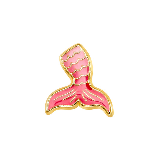 Par de Broquel cola de sirena esmalte rosa oro 10k DORADO