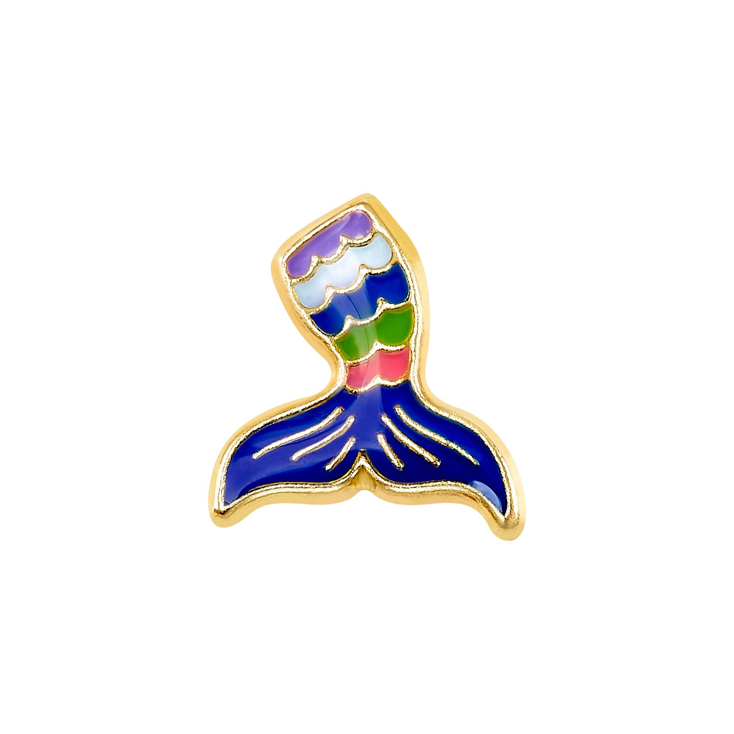 Par de Broquel cola de sirena esmalte azul oro 10k DORADO