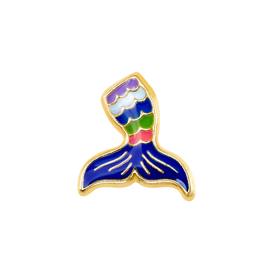 Par de Broquel cola de sirena esmalte azul oro 10k DORADO
