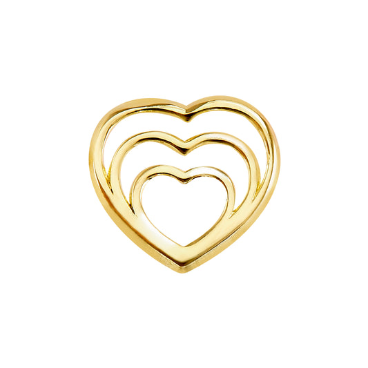 Par de Broquel corazón silueta triple oro 10k DORADO