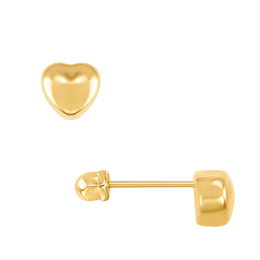 Par de Broquel corazón 3D oro 10k DORADO