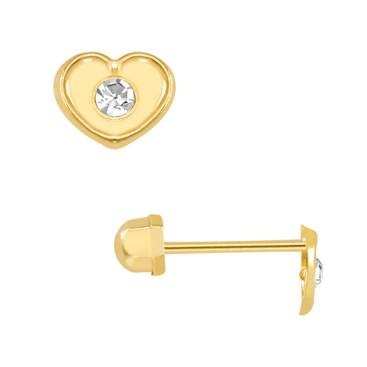 Par de Broquel corazón d oro 10k DORADO
