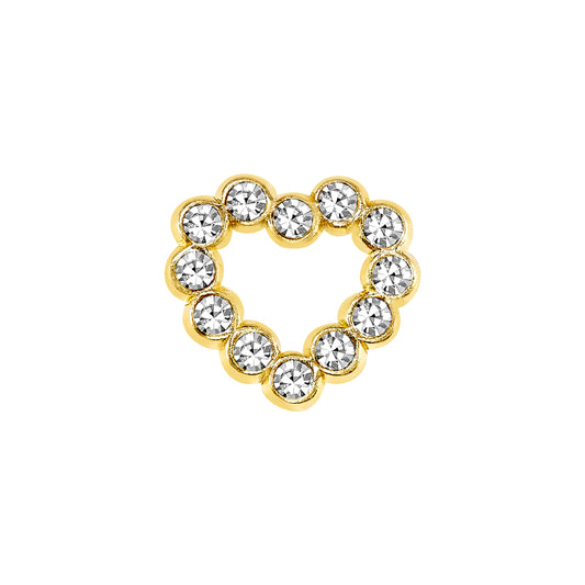 Par de Broquel corazón pp piedra blanca y de colores oro 10k DORADO