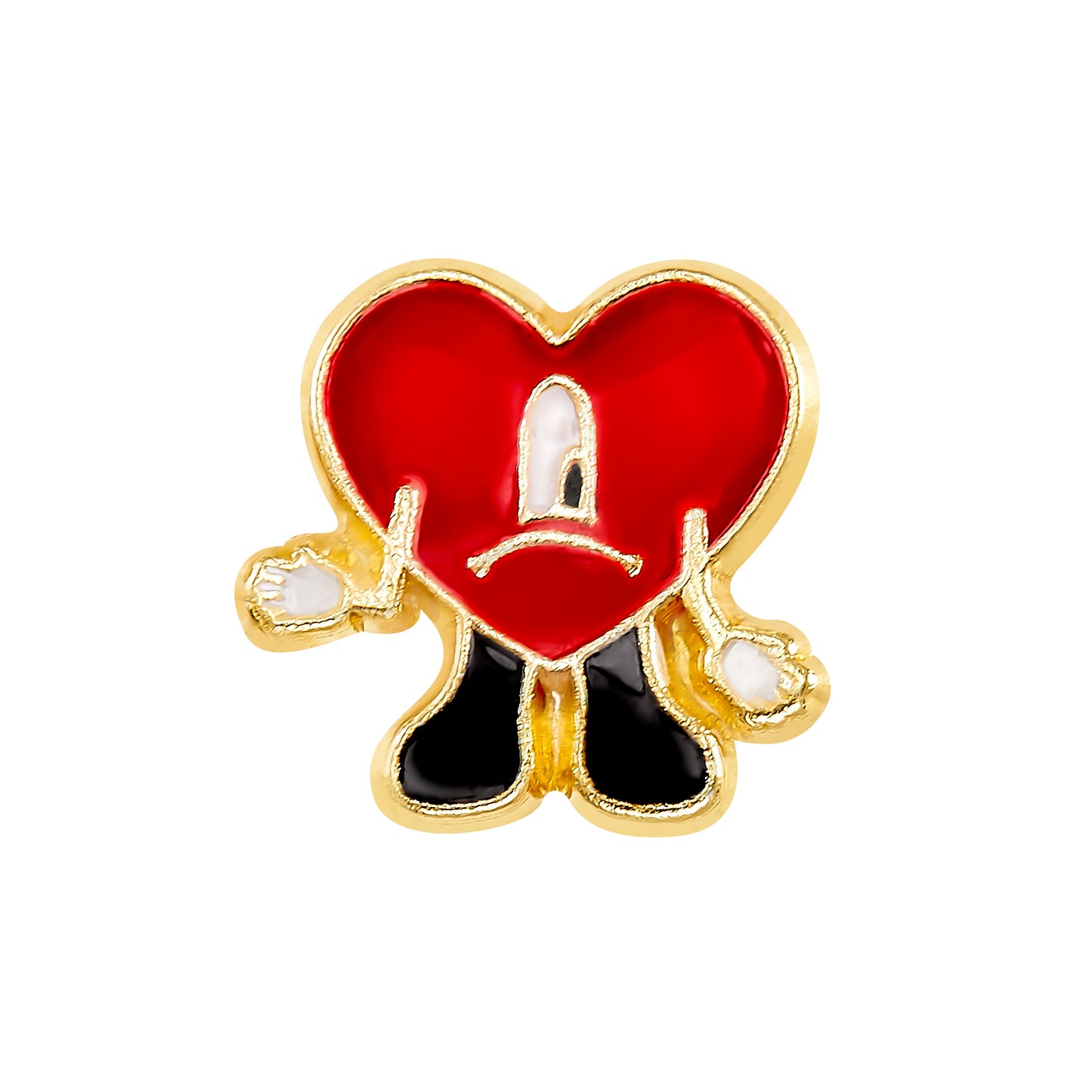 Par o pieza de Broquel corazón triste esmalte oro 10k DORADO