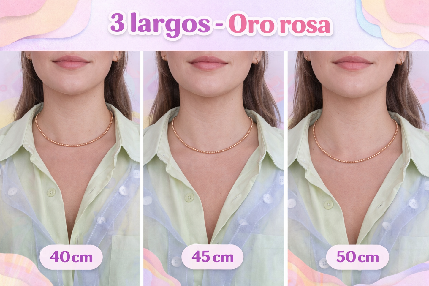 Collar bola BIMETAL ROSA 3mm (PLATA Y ORO)