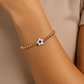 Pulsera ojito turco madre perla estrella bola BIMETAL 3mm (PLATA Y ORO)