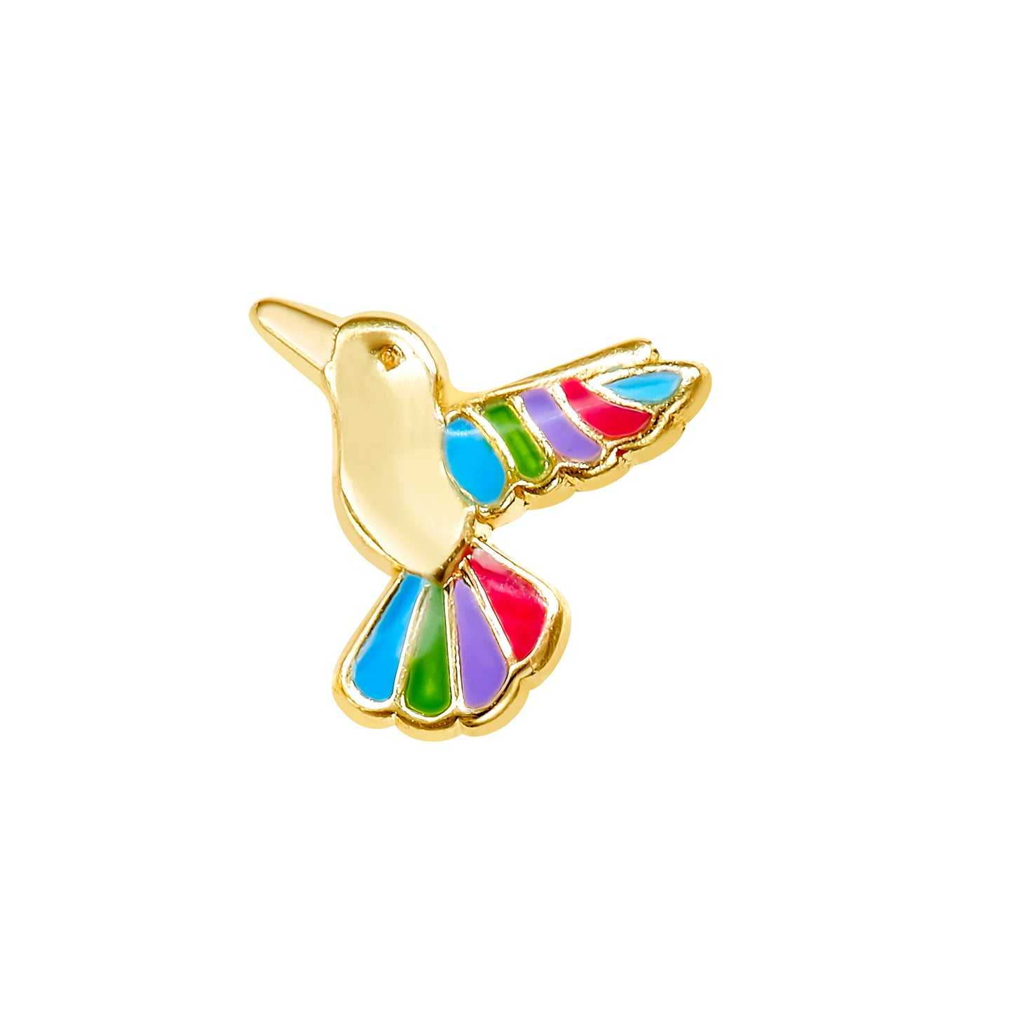 Par o Pieza de Broquel Colibrí Esmalte Oro 10k DORADO