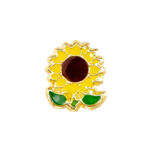 Par de Broquel girasol esmalte oro 10k DORADO