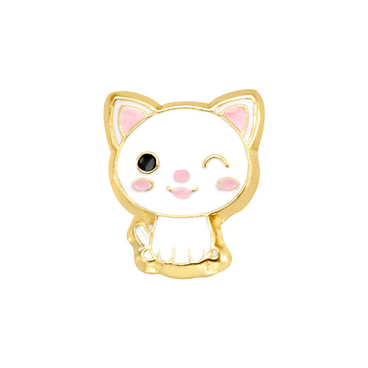 Par de Broquel gato Michi esmalte oro 10k DORADO