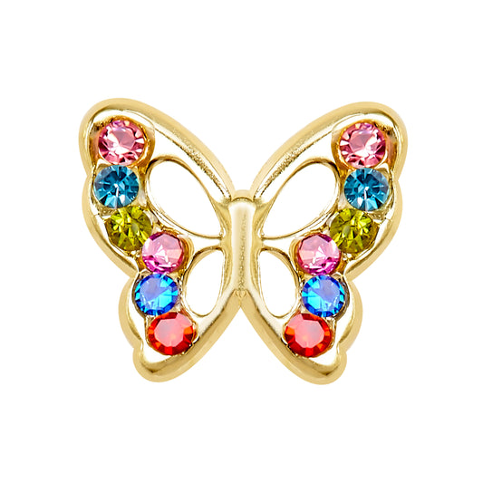 Par de Broquel mariposa pap grande colores oro 10k DORADO