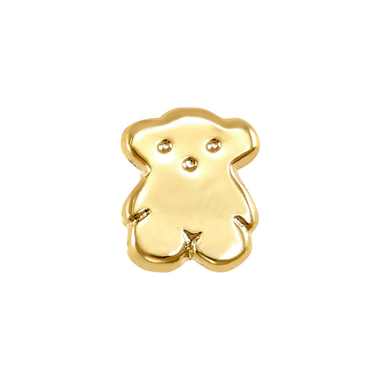 Par de Broquel oso grande liso oro 10k DORADO