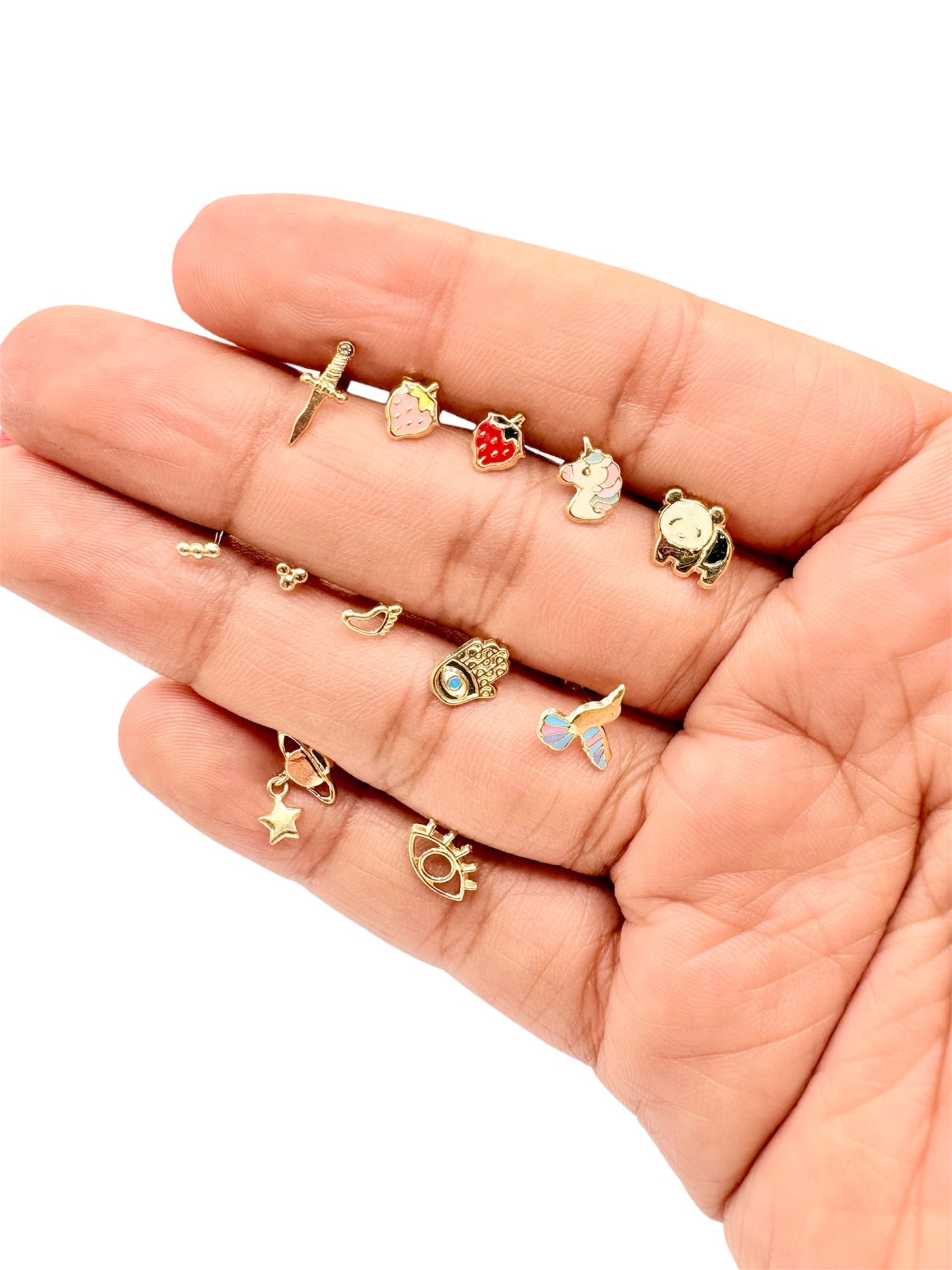 Par o pieza broquel panda Oro 10K