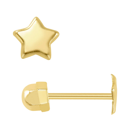 Par o Pieza de Broquel Estrella Mini Oro 10k DORADO