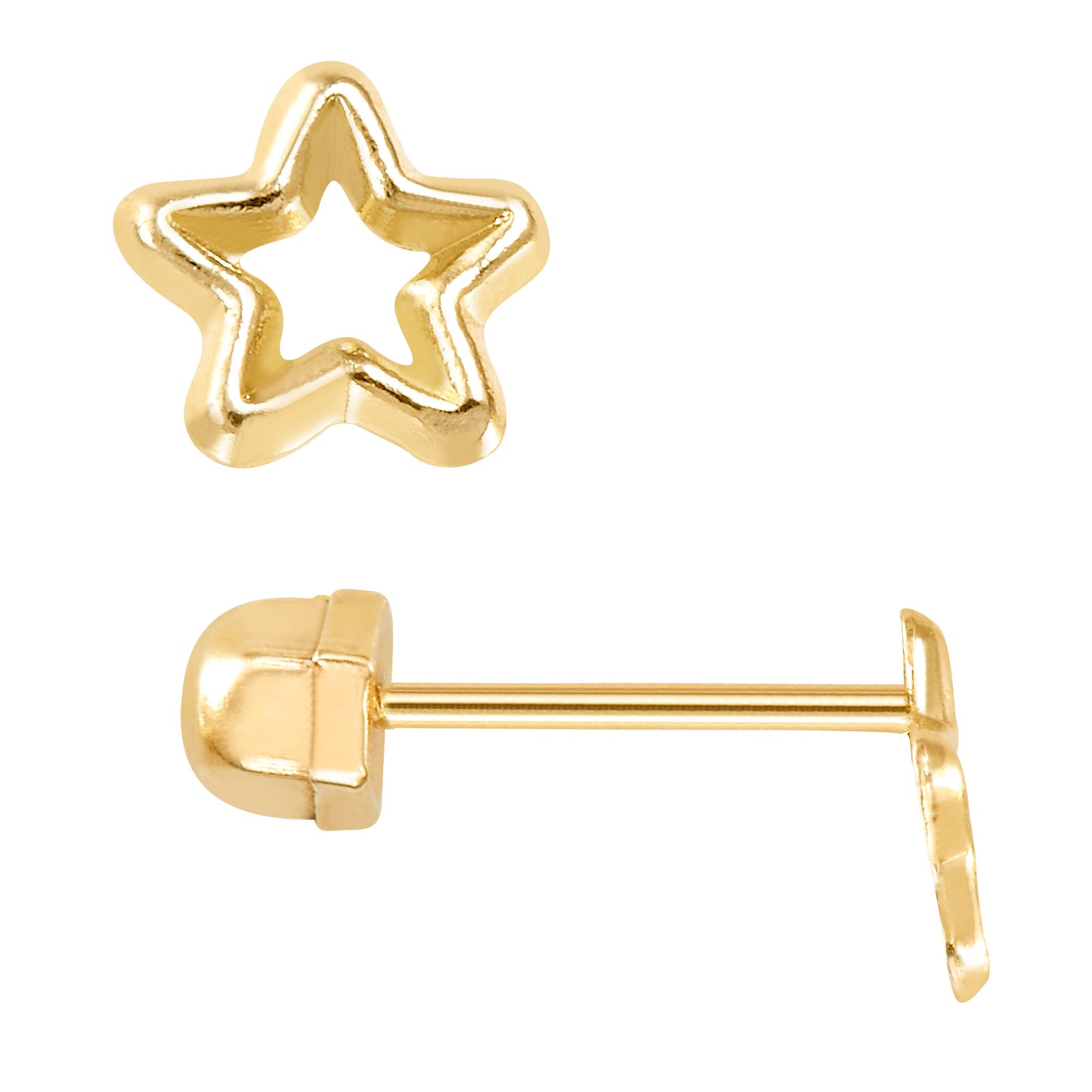 Par de Broqueles silueta estrella ORO 10K
