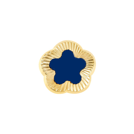 Par de Broquel flor Azul esmalte diamantado oro 10k DORADO
