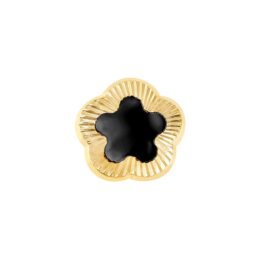 Par de Broquel flor Negro esmalte diamantado oro 10k DORADO