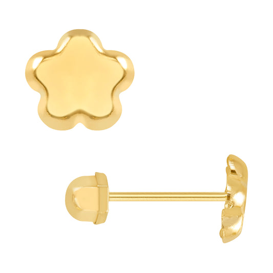 Par o pieza de Broquel Flor Lisa Oro 10k DORADO