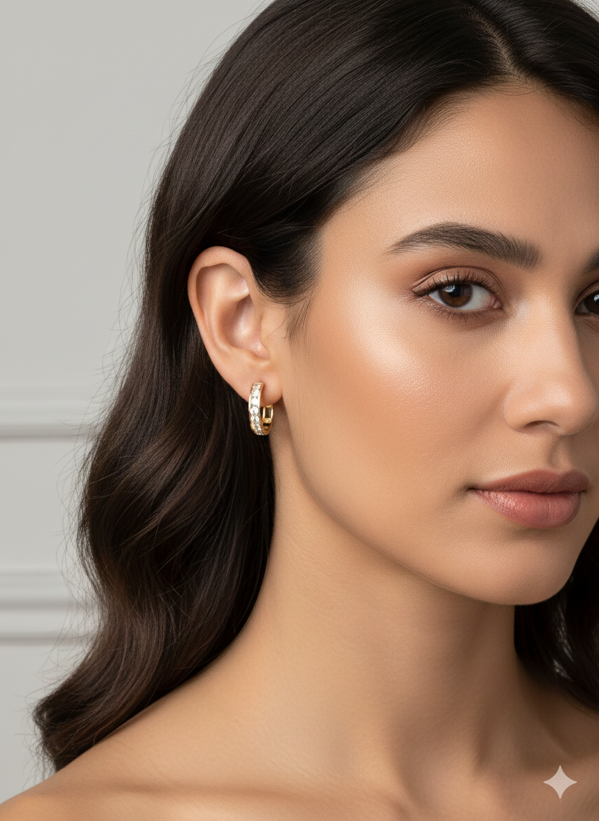 Huggies con piedras biseladas oro 10k