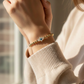 Pulsera ojito turco madre perla mano de Fatima bola BIMETAL 3mm (PLATA Y ORO)