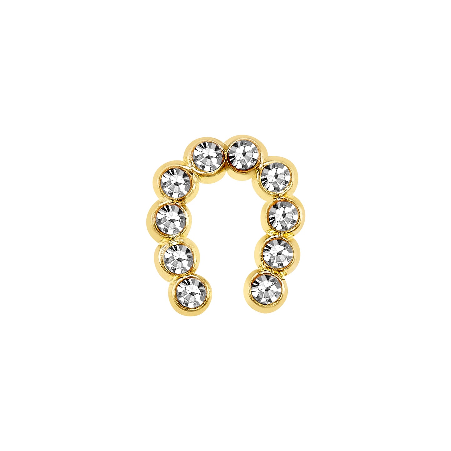 Par de Broquel herradura pp piedra blanca y colores oro 10k DORADO