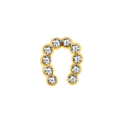 Par de Broquel herradura pp piedra blanca y colores oro 10k DORADO