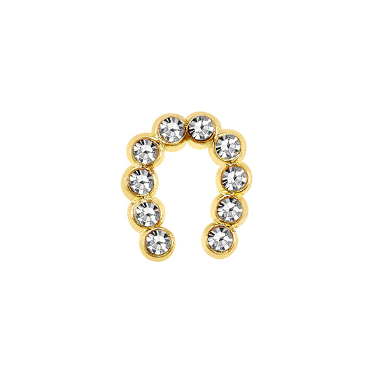 Par de Broquel herradura pp piedra blanca y colores oro 10k DORADO