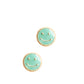 Par o Pieza de Broquel Happy Face Esmalte Verde Menta Oro 10k DORADO