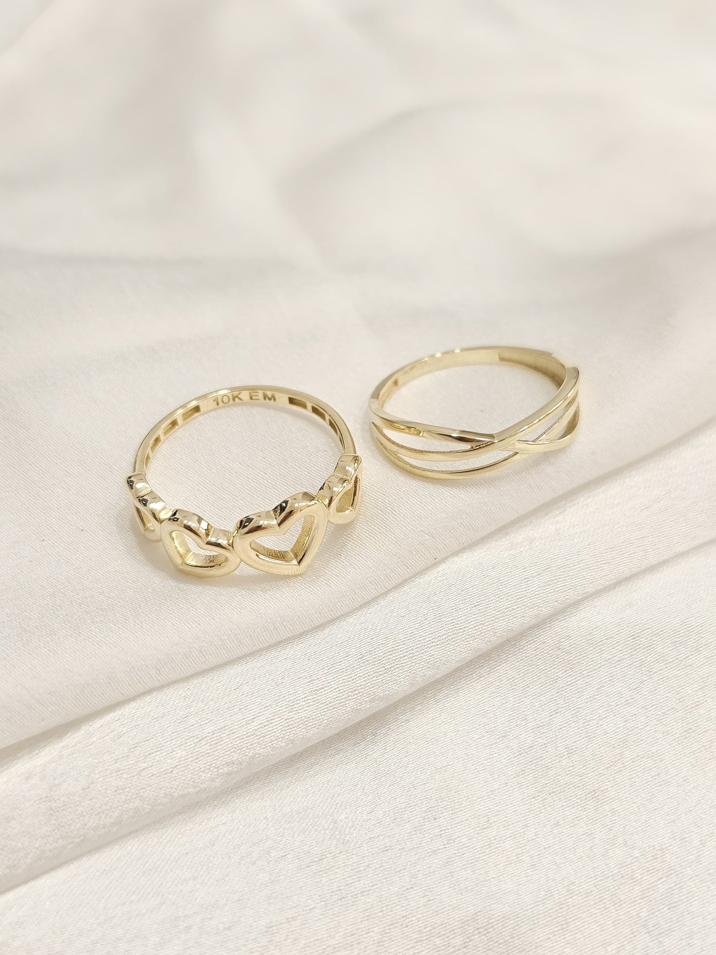 Anillo corazon y lineas oro 10k dorado