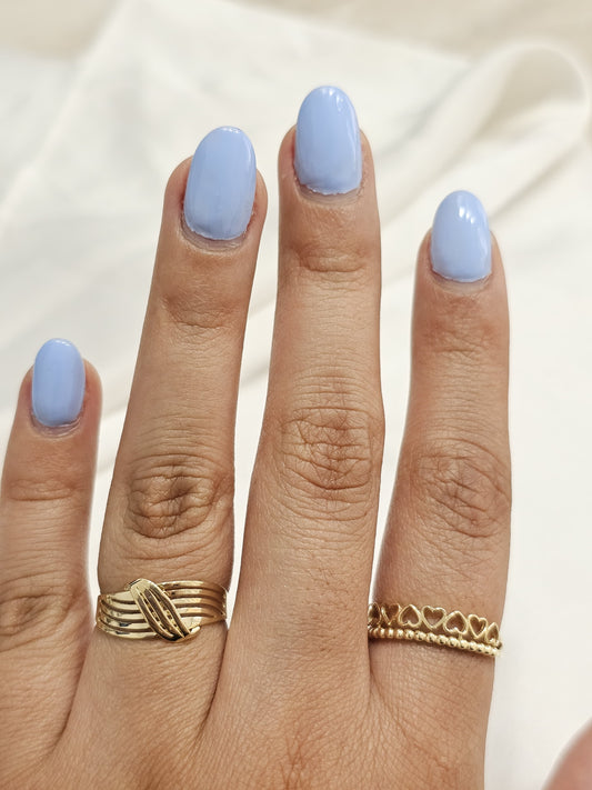 Anillo lineas y corazón con puntos oro 10k dorado
