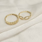 Anillo corazón con piedras y cadenas oro 10k dorado