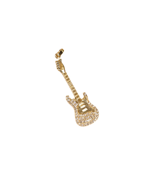 Dije guitarra con piedras oro 10k