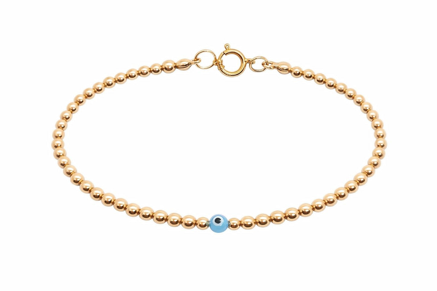 Pulsera ojo turco bola BIMETAL 3mm (PLATA Y ORO)