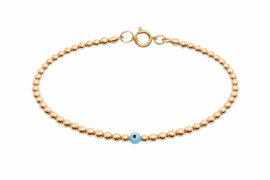 Pulsera ojo turco bola BIMETAL 3mm (PLATA Y ORO)