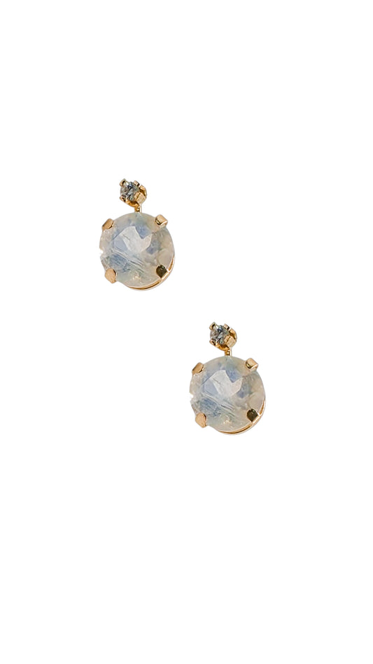 Par de aretes mes Abril - Cuarzo cristal Oro 10k