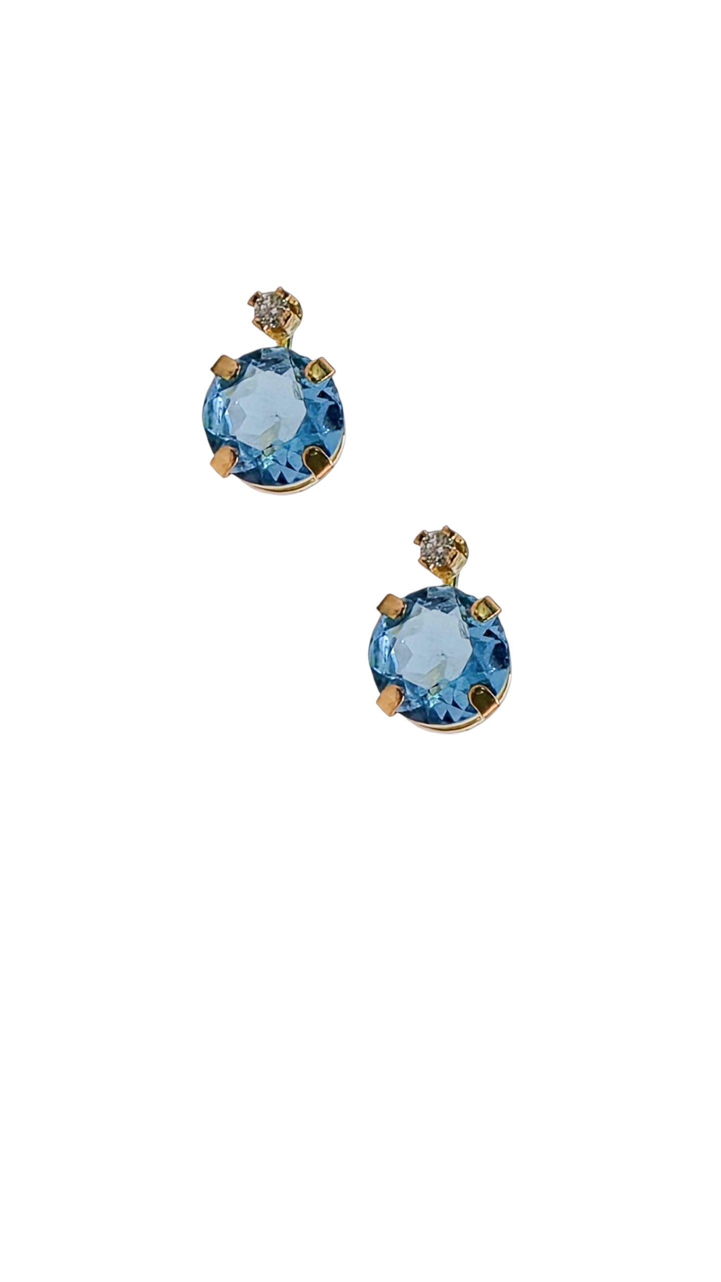 Par de aretes mes Diciembre - Topacio azul Oro 10k