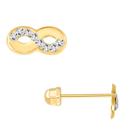 Par o Pieza Broquel Infinito CHICO con Zirconias Oro 10k DORADO