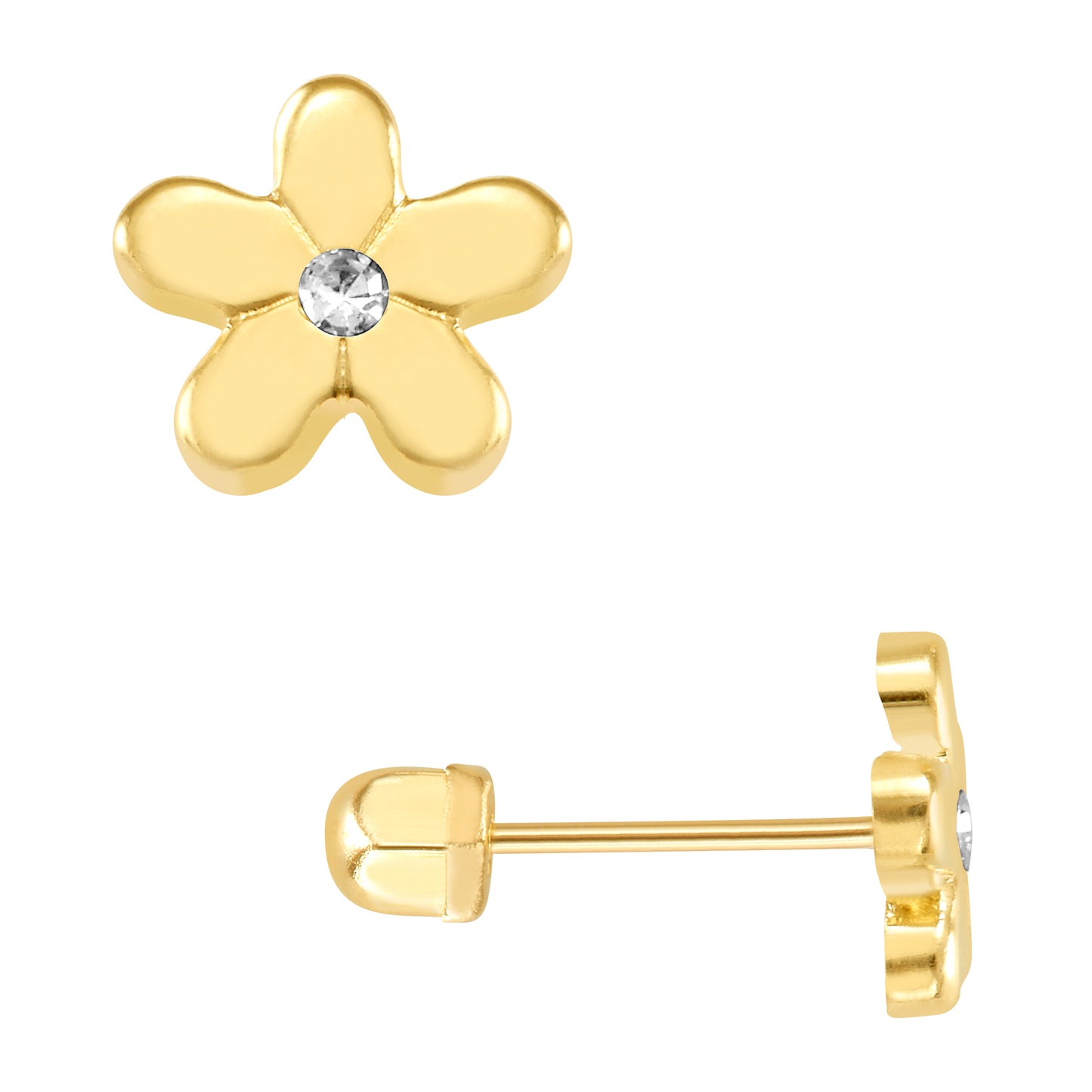 Par o Pieza de Broquel Jazmin con Zirconias oro 10k DORADO