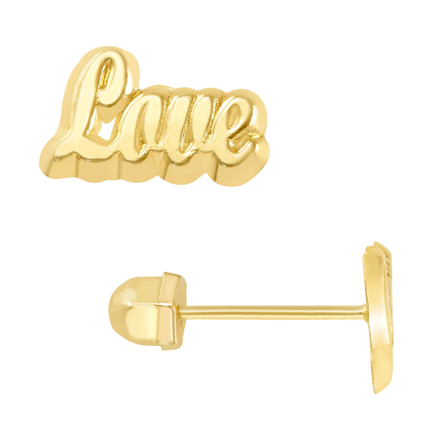 Par o Pieza de Broquel "LOVE" oro 10k