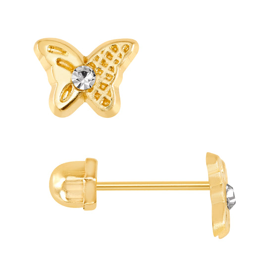 Par o Pieza de Broquel Mariposa Monarca Oro 10k DORADO