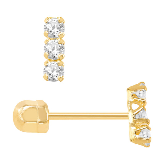 Par de Broquel mini barrita color blanco oro de 10k DORADO
