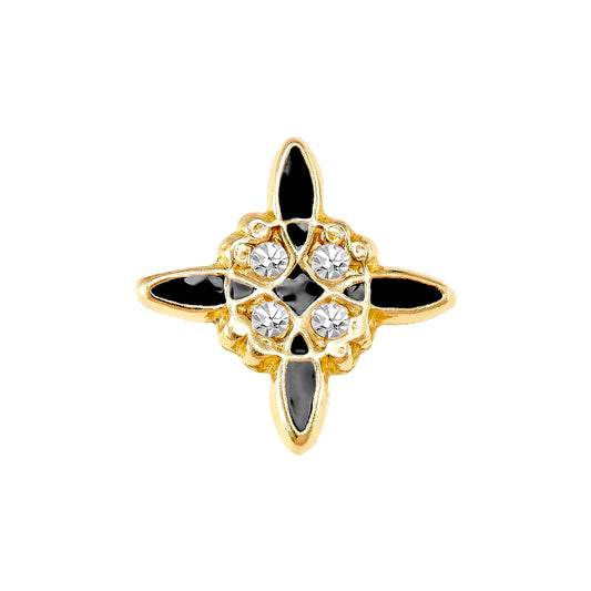 Par de Broquel nudo de bruja esmalte NEGRO oro 10k DORADO
