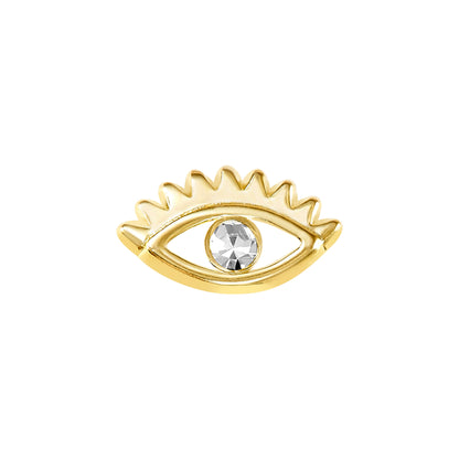 Par de Broquel ojo turco silueta con piedra blanca oro 10k DORADO