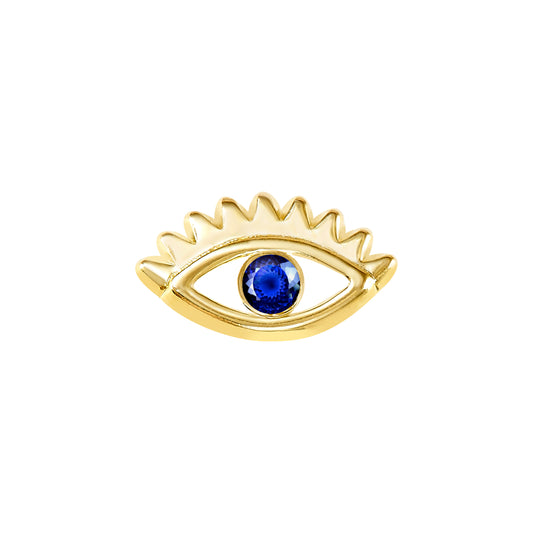 Par de Broquel ojo silueta con zirconia azul oro 10k DORADO